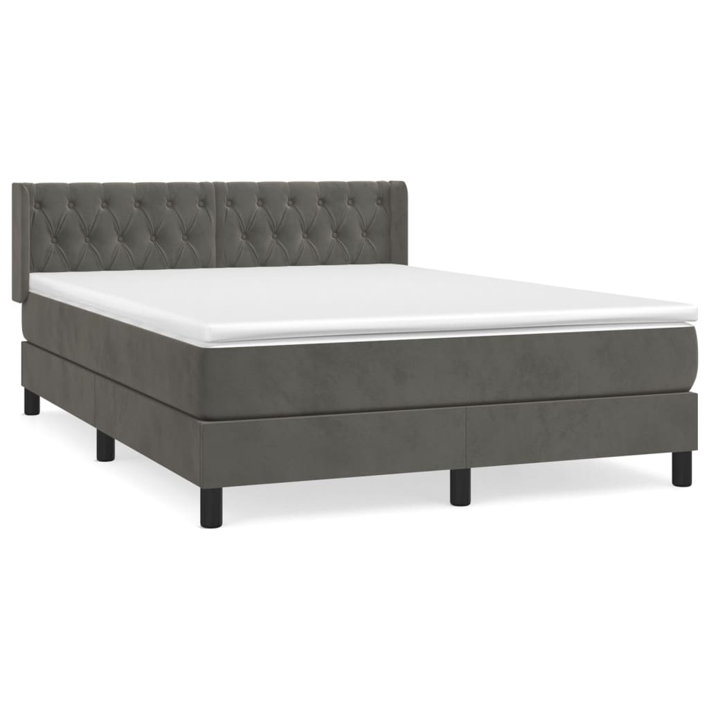 Boxspring met matras fluweel donkergrijs 140x200 cm is nu te koop bij PeponiXL, paradijselijk wonen!