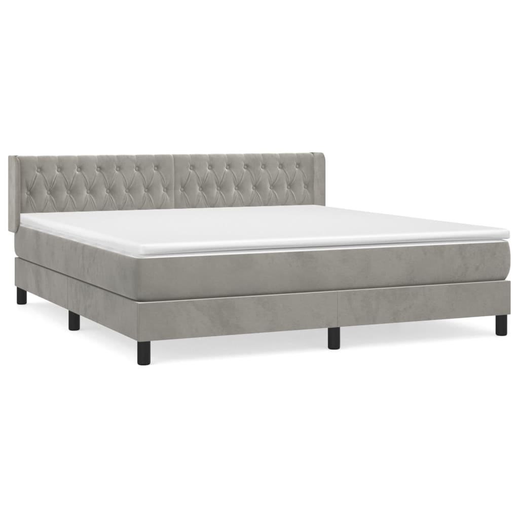 Boxspring met matras fluweel lichtgrijs 160x200 cm is nu te koop bij PeponiXL, paradijselijk wonen!