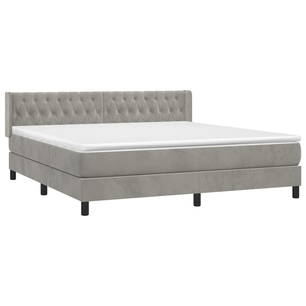 Boxspring met matras fluweel lichtgrijs 160x200 cm is nu te koop bij PeponiXL, paradijselijk wonen!