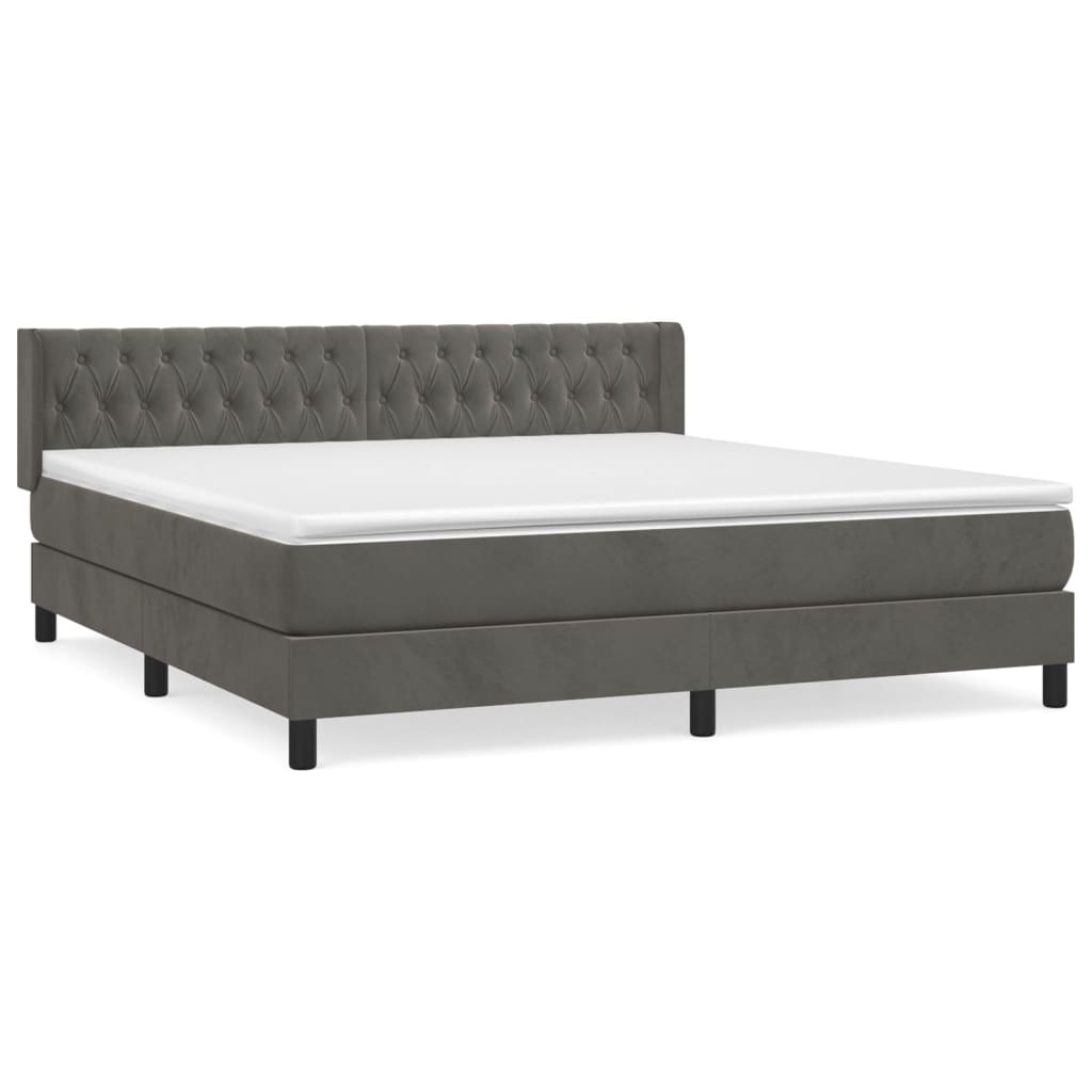 Boxspring met matras fluweel donkergrijs 160x200 cm is nu te koop bij PeponiXL, paradijselijk wonen!