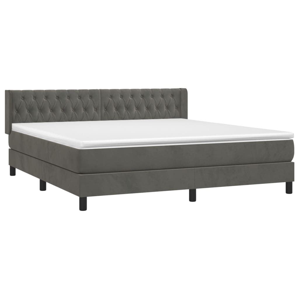 Boxspring met matras fluweel donkergrijs 160x200 cm is nu te koop bij PeponiXL, paradijselijk wonen!