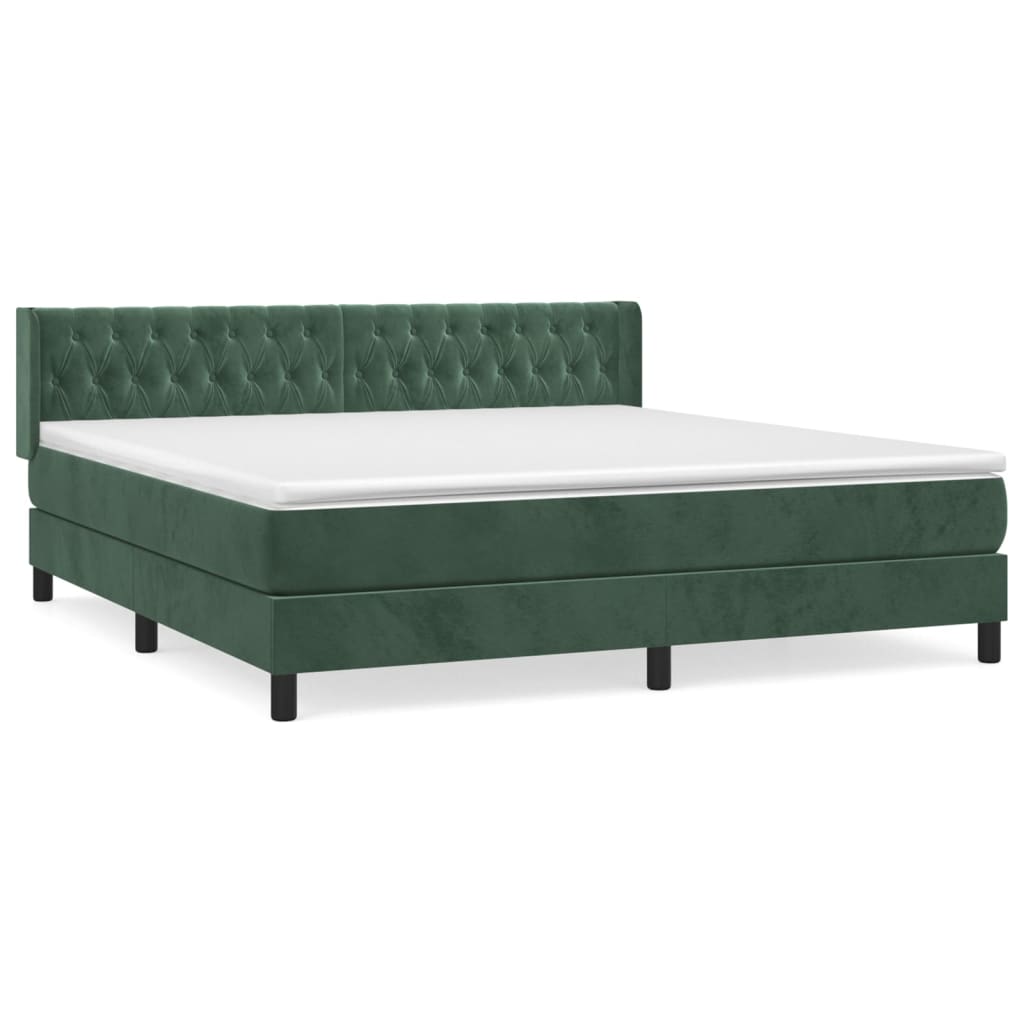 Boxspring met matras fluweel donkergroen 160x200 cm is nu te koop bij PeponiXL, paradijselijk wonen!