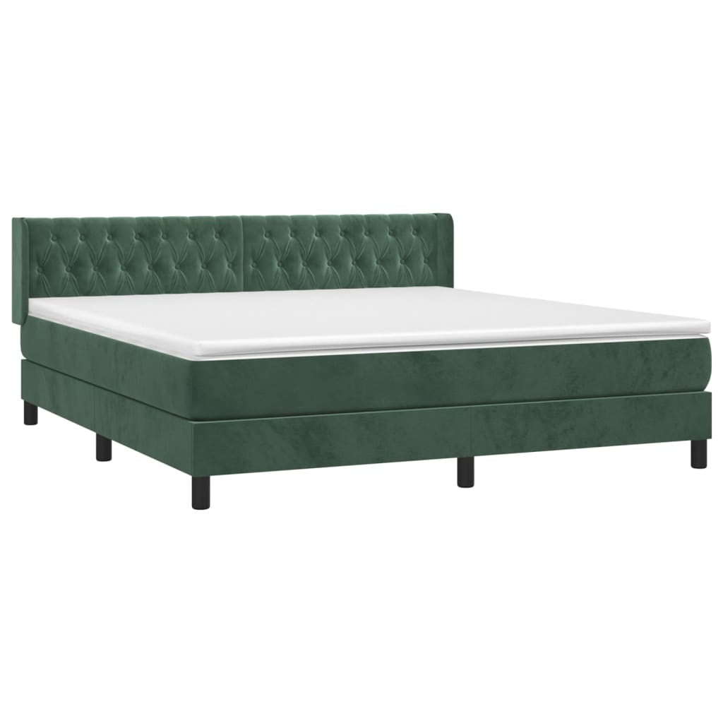 Boxspring met matras fluweel donkergroen 160x200 cm is nu te koop bij PeponiXL, paradijselijk wonen!