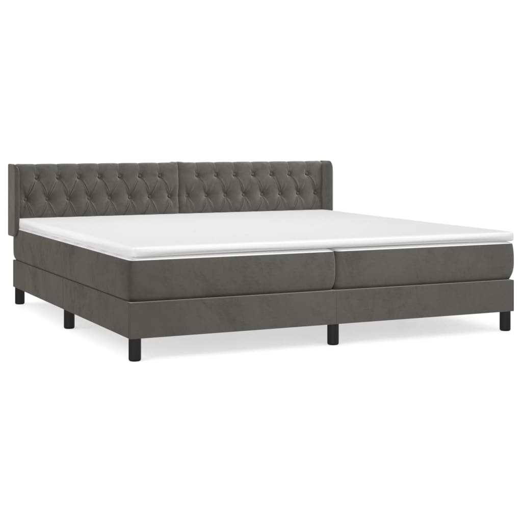Boxspring met matras fluweel donkergrijs 200x200 cm is nu te koop bij PeponiXL, paradijselijk wonen!
