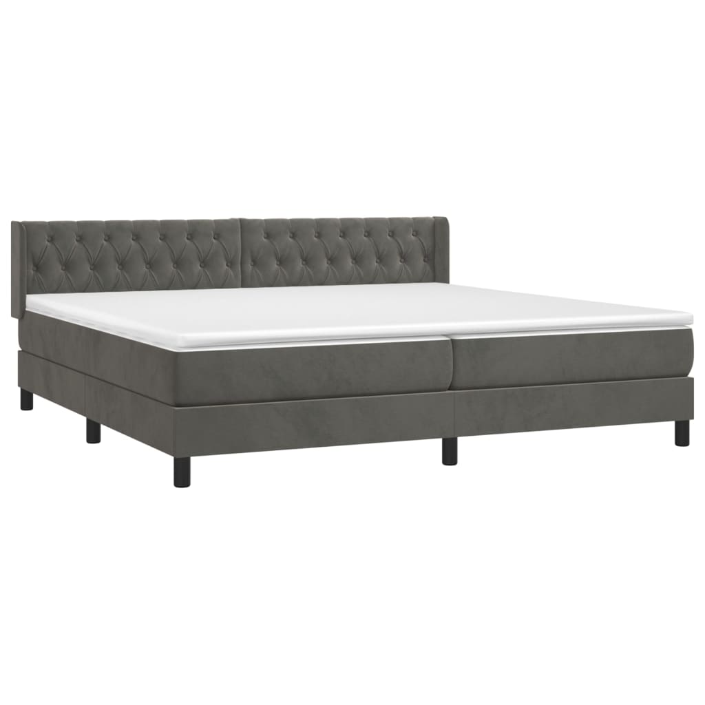 Boxspring met matras fluweel donkergrijs 200x200 cm is nu te koop bij PeponiXL, paradijselijk wonen!