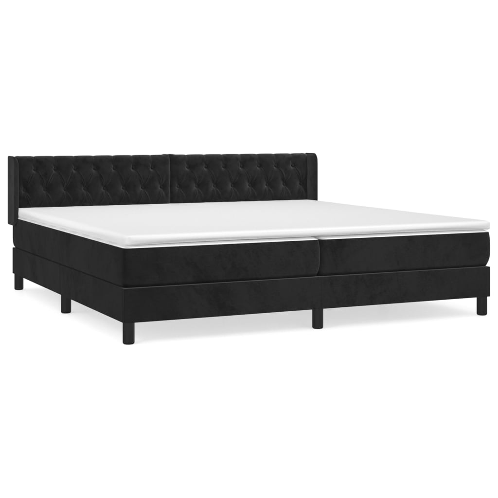 Boxspring met matras fluweel zwart 200x200 cm is nu te koop bij PeponiXL, paradijselijk wonen!