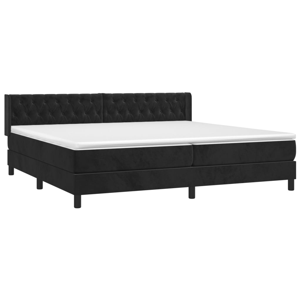 Boxspring met matras fluweel zwart 200x200 cm is nu te koop bij PeponiXL, paradijselijk wonen!