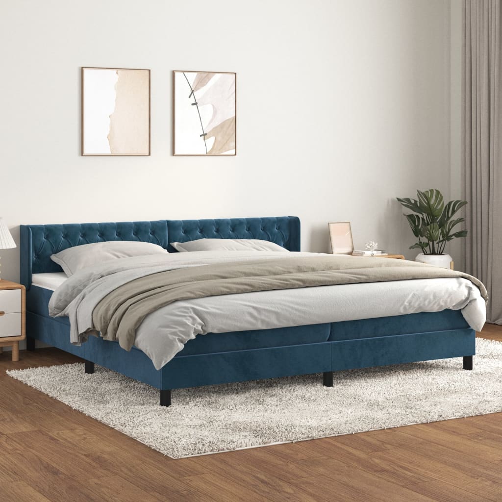 Boxspring met matras fluweel donkerblauw 200x200 cm is nu te koop bij PeponiXL, paradijselijk wonen!