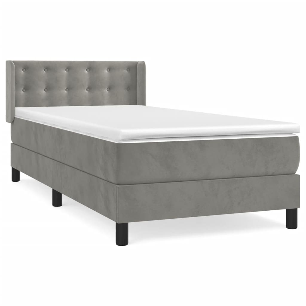 Boxspring met matras fluweel lichtgrijs 80x200 cm is nu te koop bij PeponiXL, paradijselijk wonen!