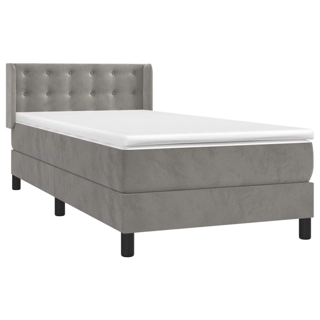 Boxspring met matras fluweel lichtgrijs 80x200 cm is nu te koop bij PeponiXL, paradijselijk wonen!
