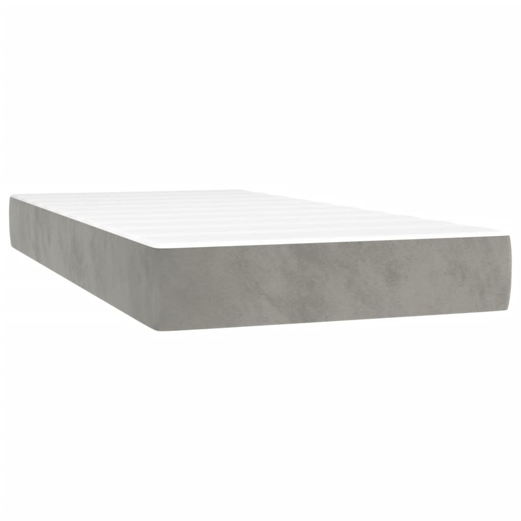 Boxspring met matras fluweel lichtgrijs 80x200 cm is nu te koop bij PeponiXL, paradijselijk wonen!
