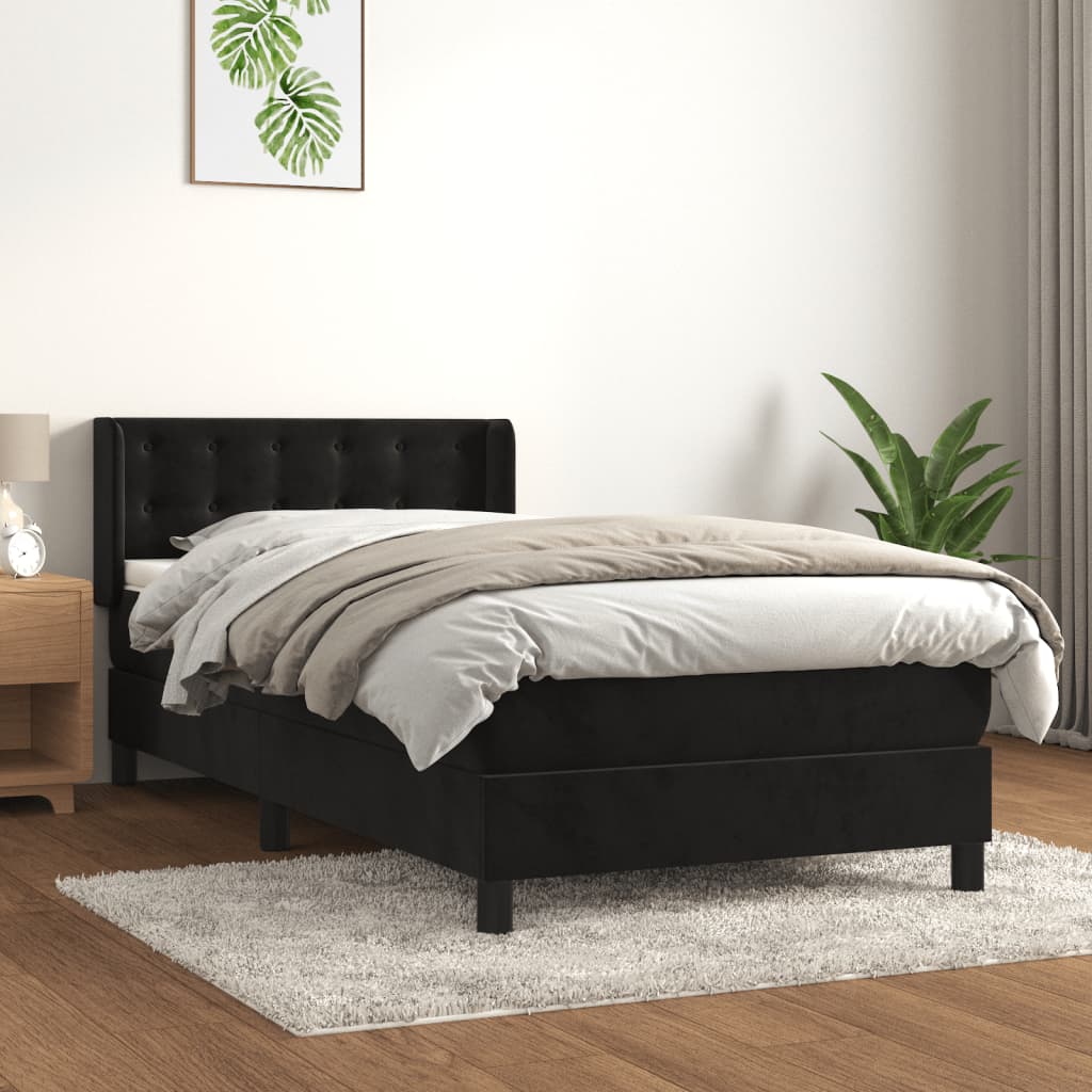 Boxspring met matras fluweel zwart 80x200 cm is nu te koop bij PeponiXL, paradijselijk wonen!