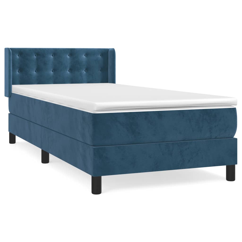 Boxspring met matras fluweel donkerblauw 80x200 cm is nu te koop bij PeponiXL, paradijselijk wonen!