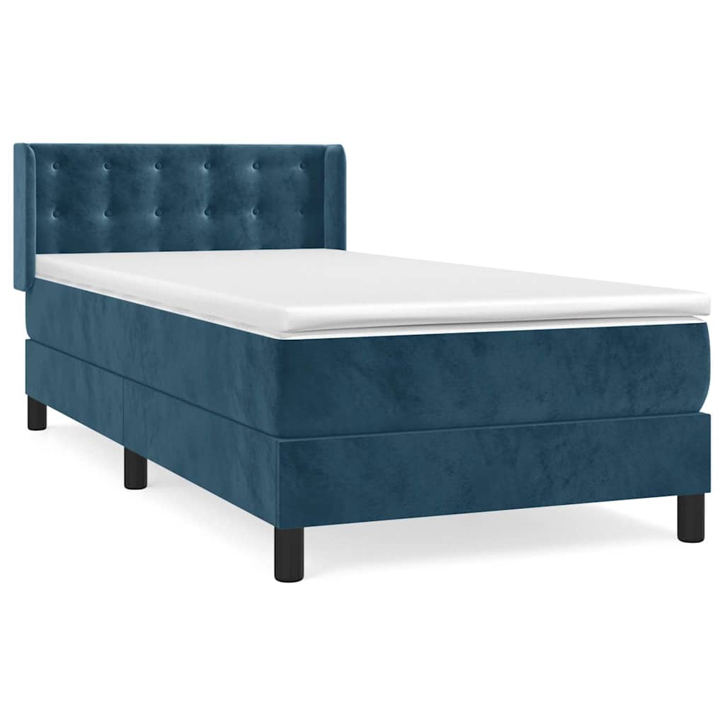 Boxspring met matras fluweel donkerblauw 90x190 cm is nu te koop bij PeponiXL, paradijselijk wonen!