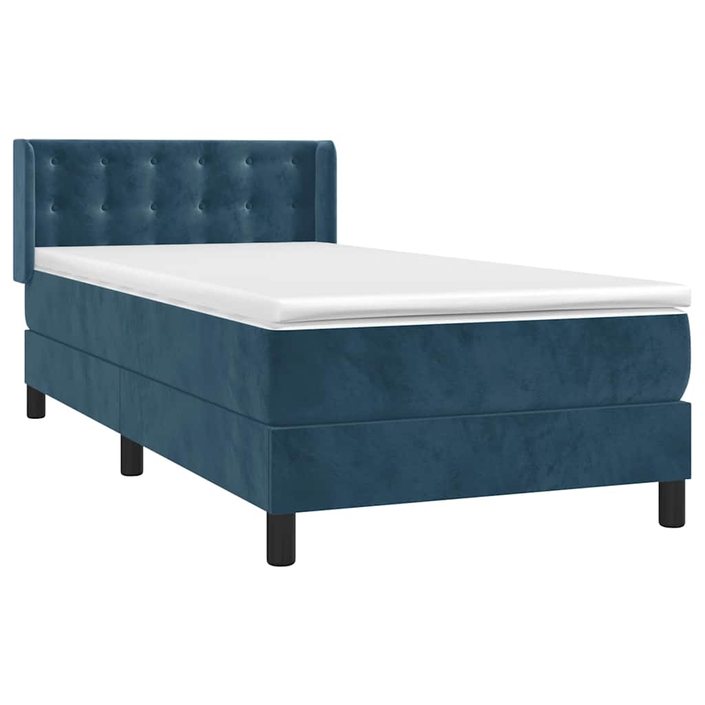 Boxspring met matras fluweel donkerblauw 90x190 cm is nu te koop bij PeponiXL, paradijselijk wonen!
