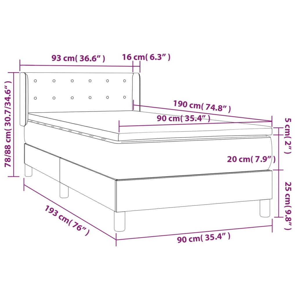 Boxspring met matras fluweel roze 90x190 cm is nu te koop bij PeponiXL, paradijselijk wonen!