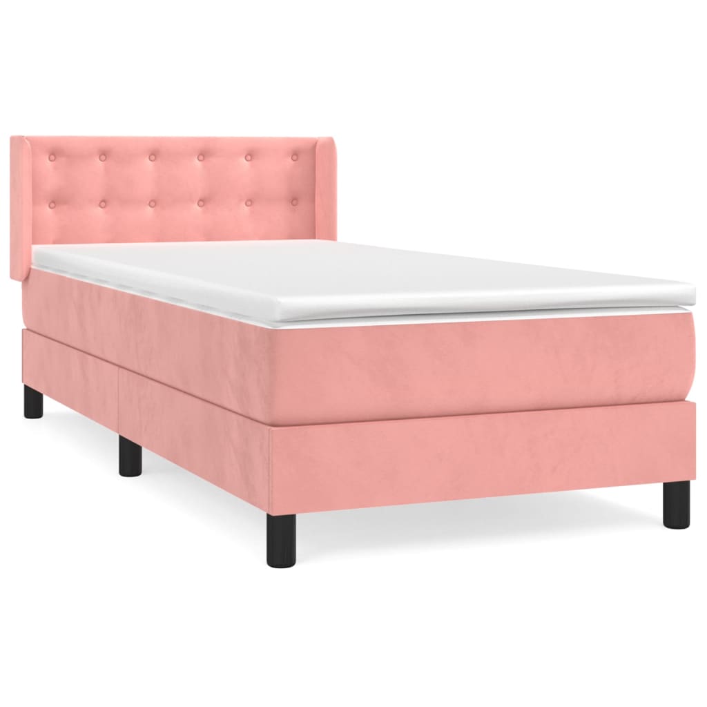 Boxspring met matras fluweel roze 90x200 cm is nu te koop bij PeponiXL, paradijselijk wonen!