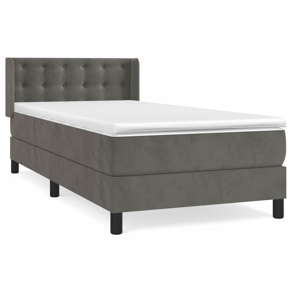 Boxspring met matras fluweel donkergrijs 100x200 cm is nu te koop bij PeponiXL, paradijselijk wonen!