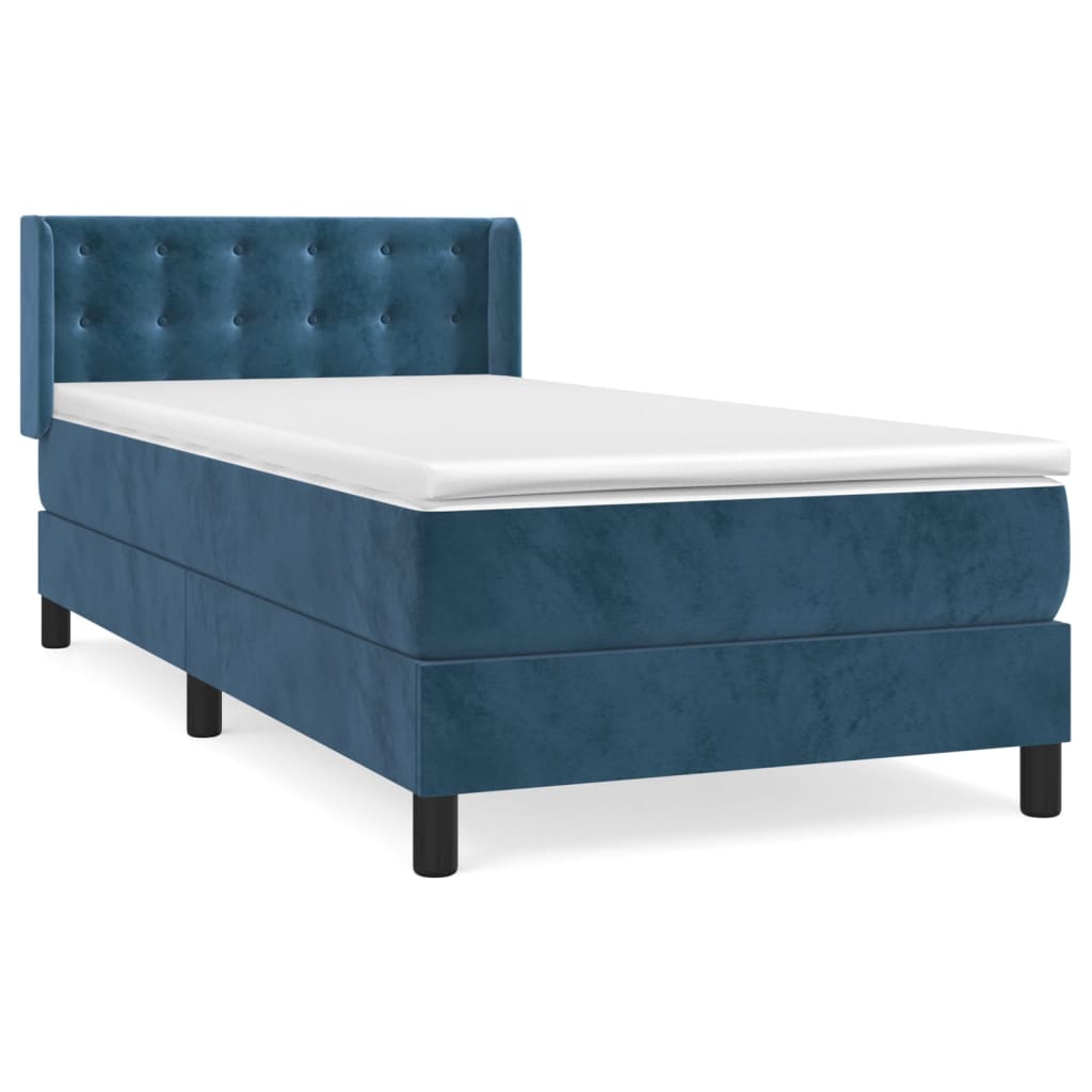 Boxspring met matras fluweel donkerblauw 100x200 cm is nu te koop bij PeponiXL, paradijselijk wonen!