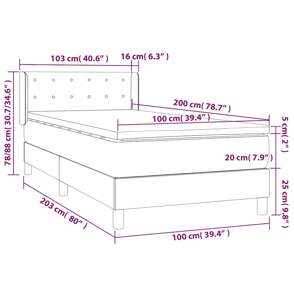 Boxspring met matras fluweel donkerblauw 100x200 cm is nu te koop bij PeponiXL, paradijselijk wonen!