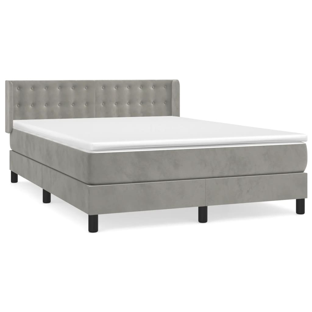 Boxspring met matras fluweel lichtgrijs 140x190 cm is nu te koop bij PeponiXL, paradijselijk wonen!