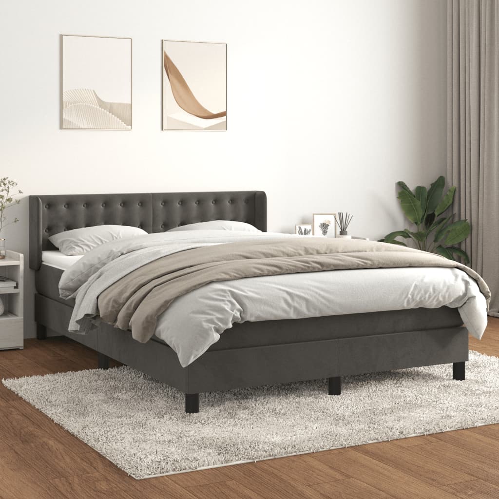 Boxspring met matras fluweel donkergrijs 140x190 cm is nu te koop bij PeponiXL, paradijselijk wonen!