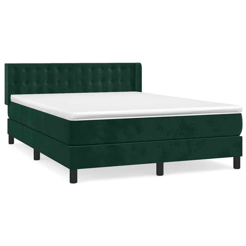 Boxspring met matras fluweel donkergroen 140x190 cm is nu te koop bij PeponiXL, paradijselijk wonen!