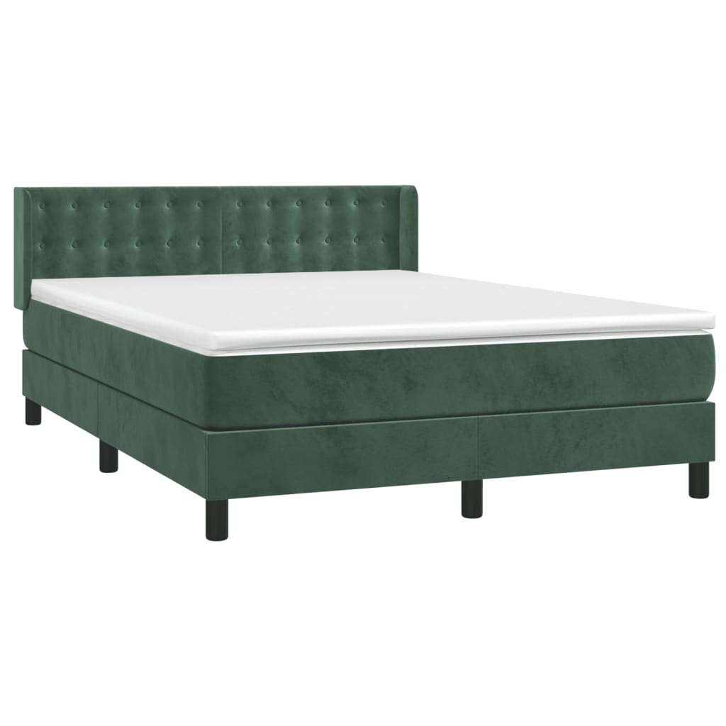 Boxspring met matras fluweel donkergroen 140x190 cm is nu te koop bij PeponiXL, paradijselijk wonen!