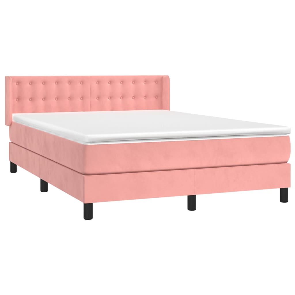 Boxspring met matras fluweel roze 140x190 cm is nu te koop bij PeponiXL, paradijselijk wonen!