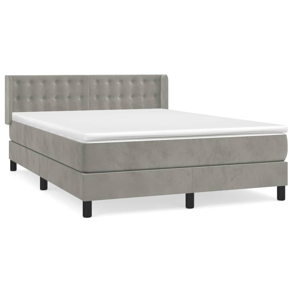 Boxspring met matras fluweel lichtgrijs 140x200 cm is nu te koop bij PeponiXL, paradijselijk wonen!
