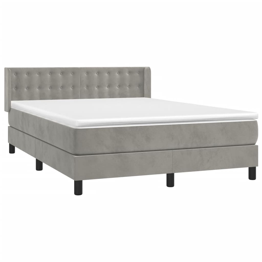 Boxspring met matras fluweel lichtgrijs 140x200 cm is nu te koop bij PeponiXL, paradijselijk wonen!