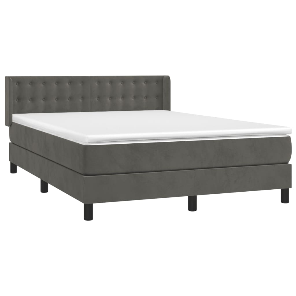 Boxspring met matras fluweel donkergrijs 140x200 cm is nu te koop bij PeponiXL, paradijselijk wonen!