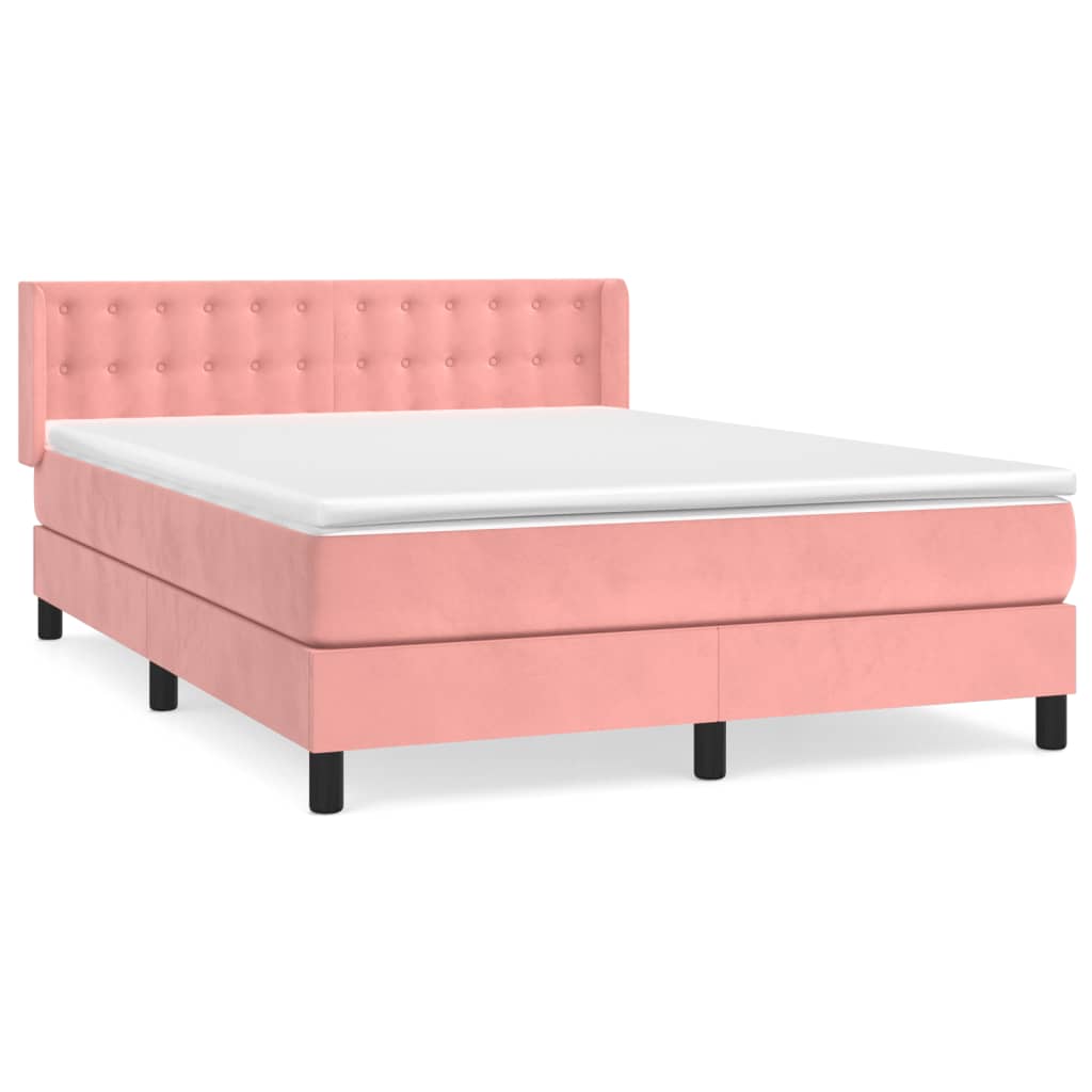 Boxspring met matras fluweel roze 140x200 cm is nu te koop bij PeponiXL, paradijselijk wonen!