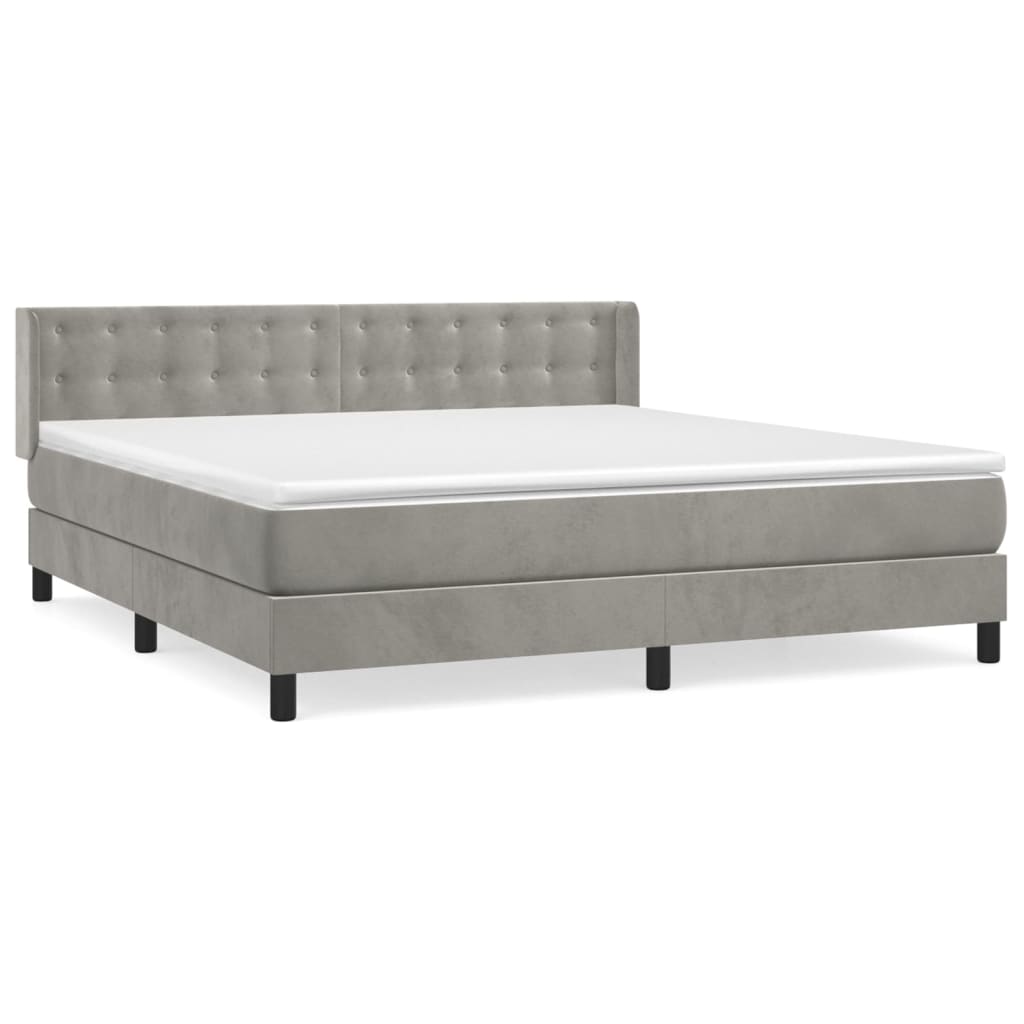 Boxspring met matras fluweel lichtgrijs 160x200 cm is nu te koop bij PeponiXL, paradijselijk wonen!