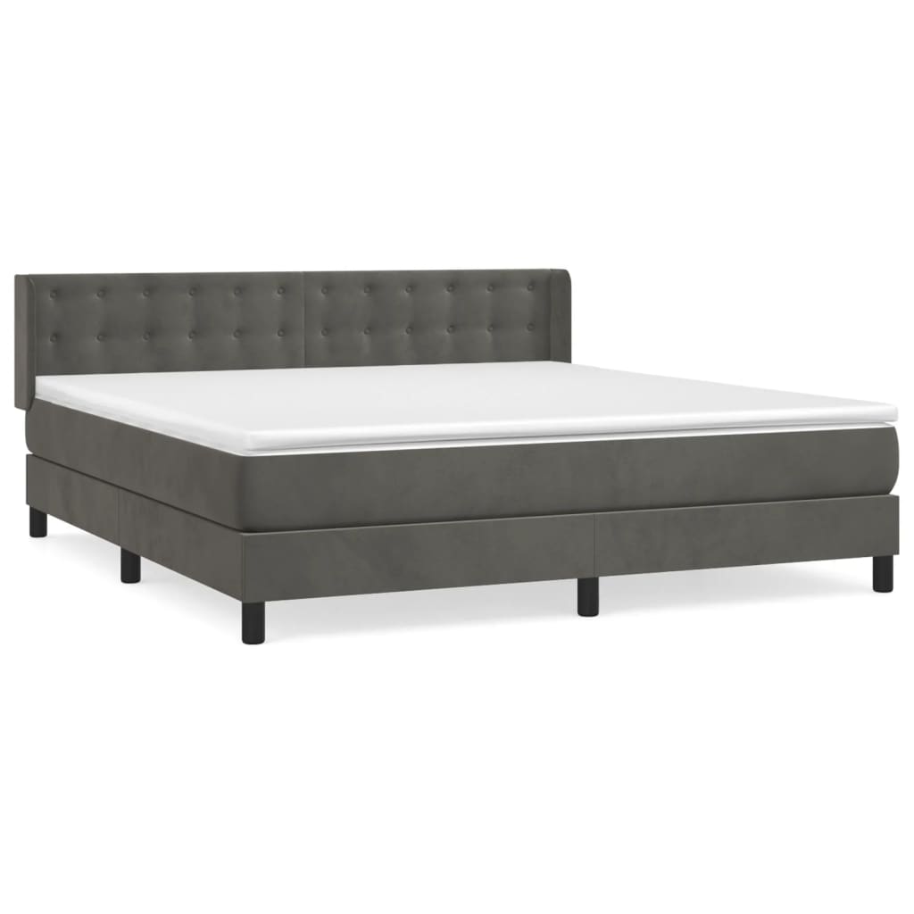 Boxspring met matras fluweel donkergrijs 160x200 cm is nu te koop bij PeponiXL, paradijselijk wonen!