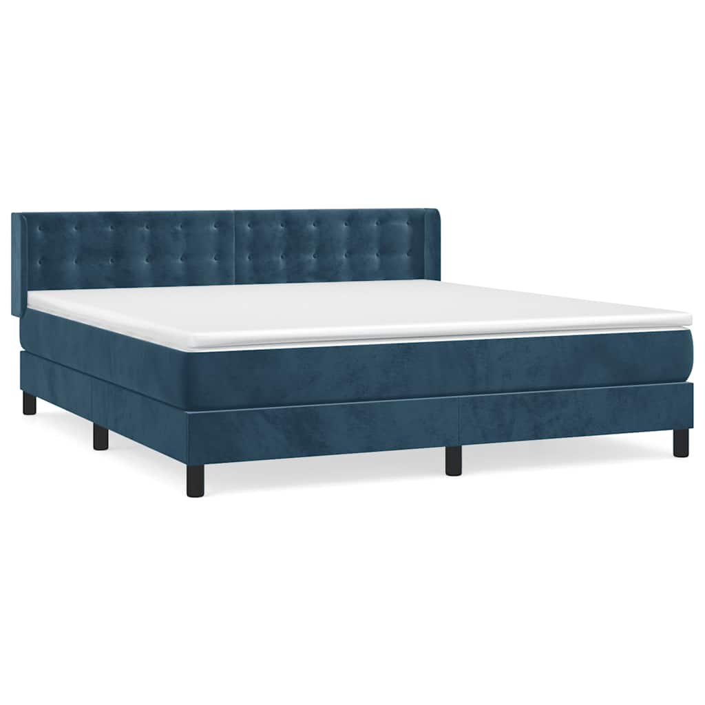 Boxspring met matras fluweel donkerblauw 160x200 cm is nu te koop bij PeponiXL, paradijselijk wonen!