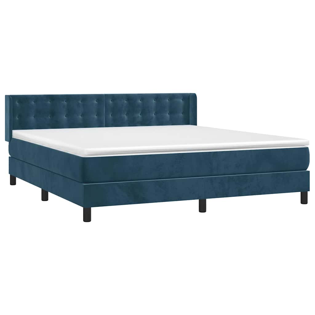 Boxspring met matras fluweel donkerblauw 160x200 cm is nu te koop bij PeponiXL, paradijselijk wonen!
