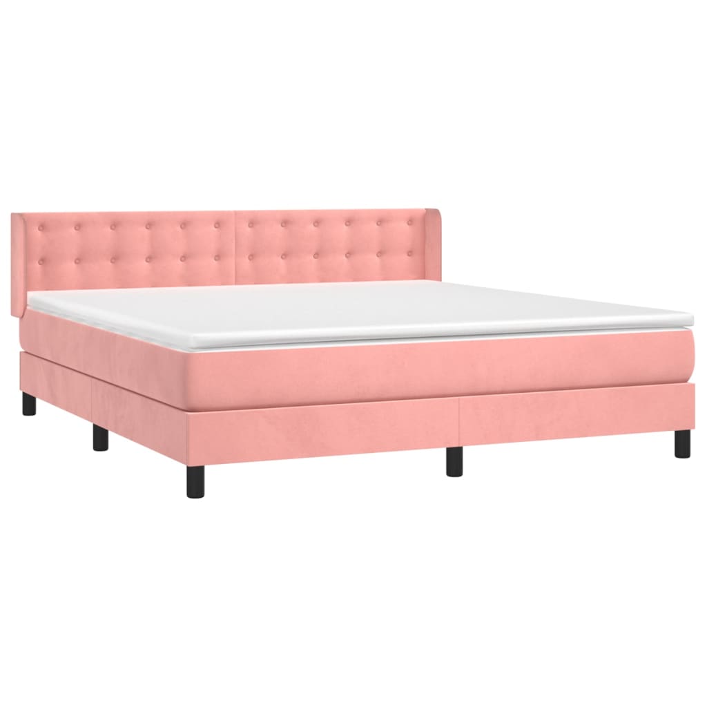 Boxspring met matras fluweel roze 160x200 cm is nu te koop bij PeponiXL, paradijselijk wonen!