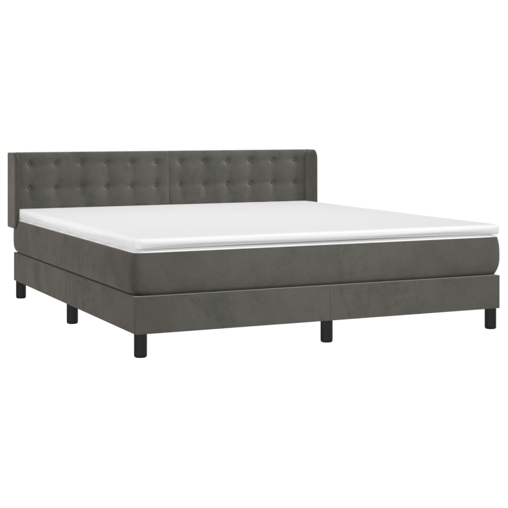 Boxspring met matras fluweel donkergrijs 180x200 cm is nu te koop bij PeponiXL, paradijselijk wonen!