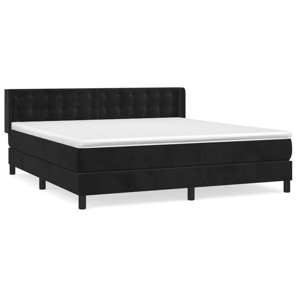 Boxspring met matras fluweel zwart 180x200 cm is nu te koop bij PeponiXL, paradijselijk wonen!