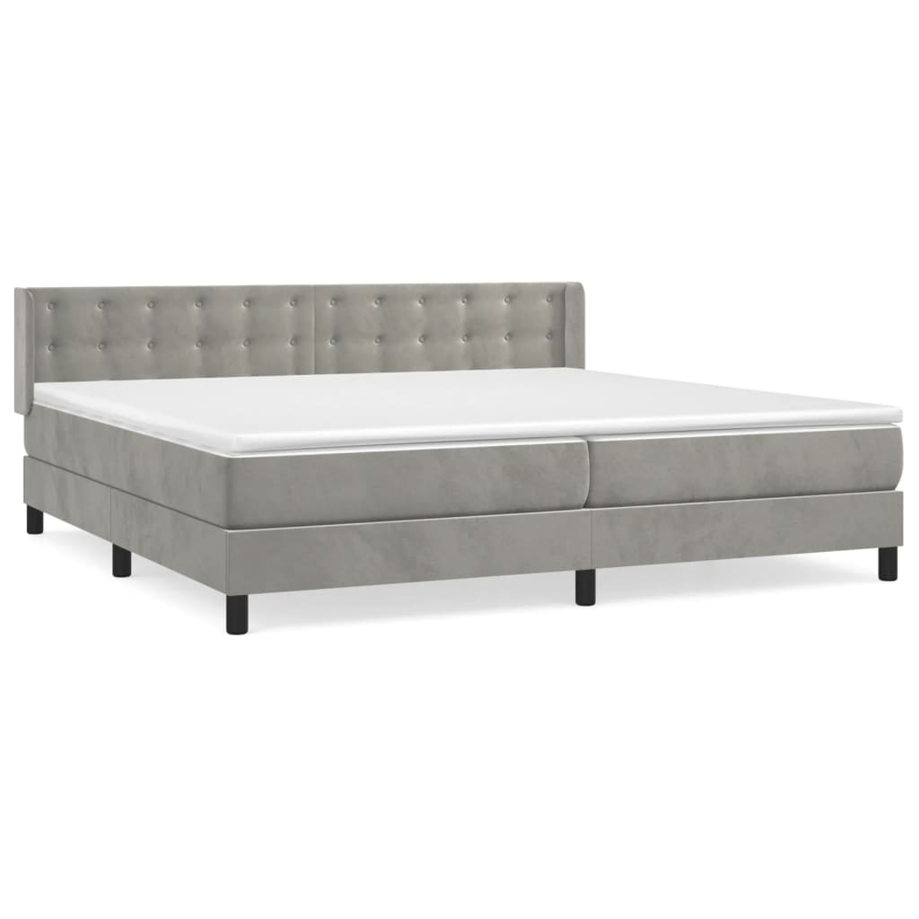 Boxspring met matras fluweel lichtgrijs 200x200 cm is nu te koop bij PeponiXL, paradijselijk wonen!