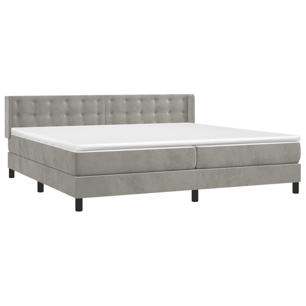 Boxspring met matras fluweel lichtgrijs 200x200 cm is nu te koop bij PeponiXL, paradijselijk wonen!