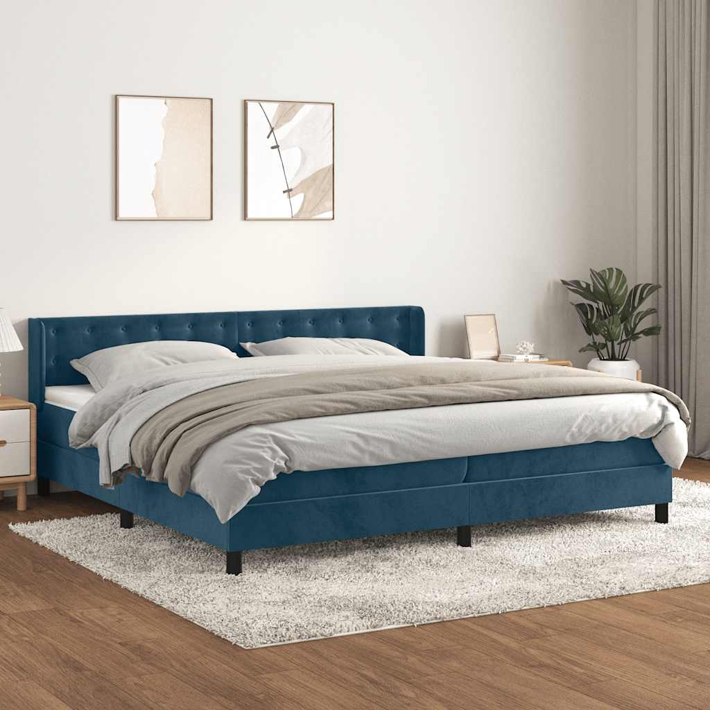 Boxspring met matras fluweel donkerblauw 200x200 cm is nu te koop bij PeponiXL, paradijselijk wonen!