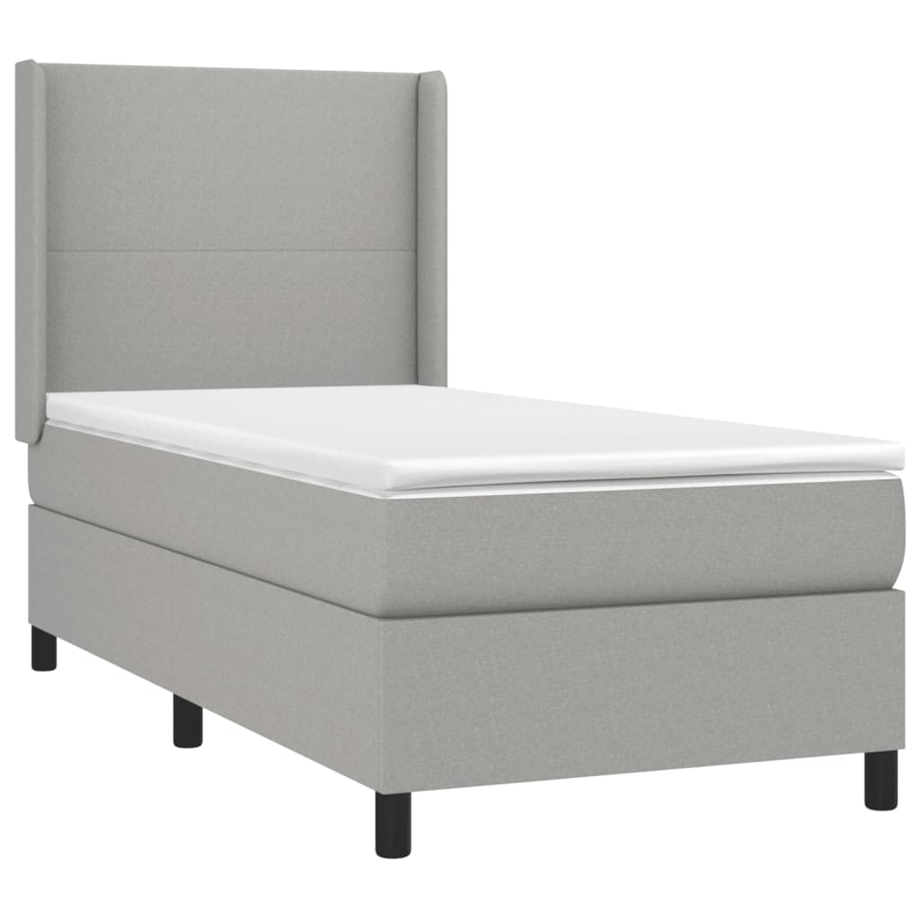 Boxspring met matras stof lichtgrijs 90x190 cm is nu te koop bij PeponiXL, paradijselijk wonen!