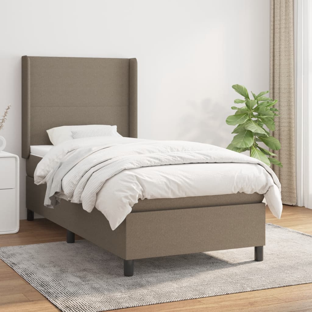 Boxspring met matras stof taupe 90x190 cm is nu te koop bij PeponiXL, paradijselijk wonen!