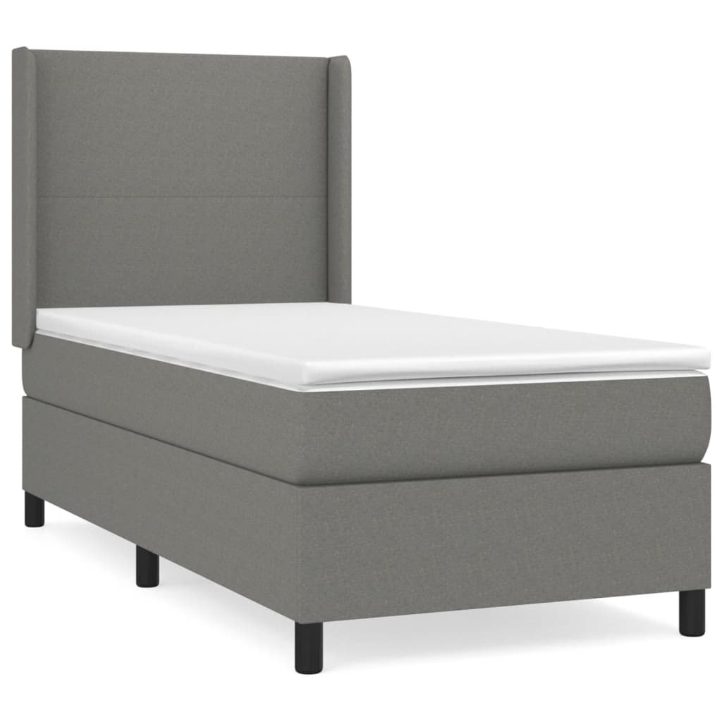 Boxspring met matras stof donkergrijs 100x200 cm is nu te koop bij PeponiXL, paradijselijk wonen!