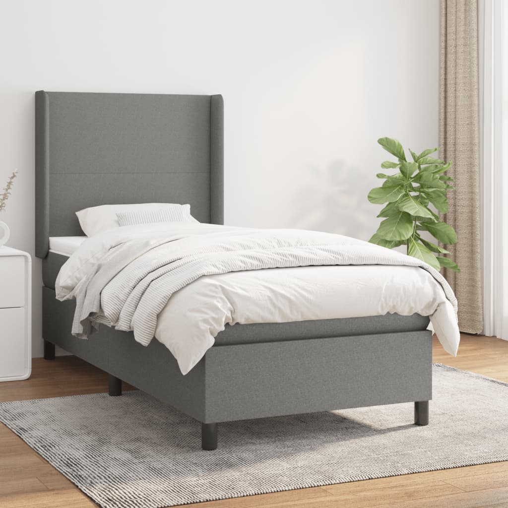 Boxspring met matras stof donkergrijs 100x200 cm is nu te koop bij PeponiXL, paradijselijk wonen!