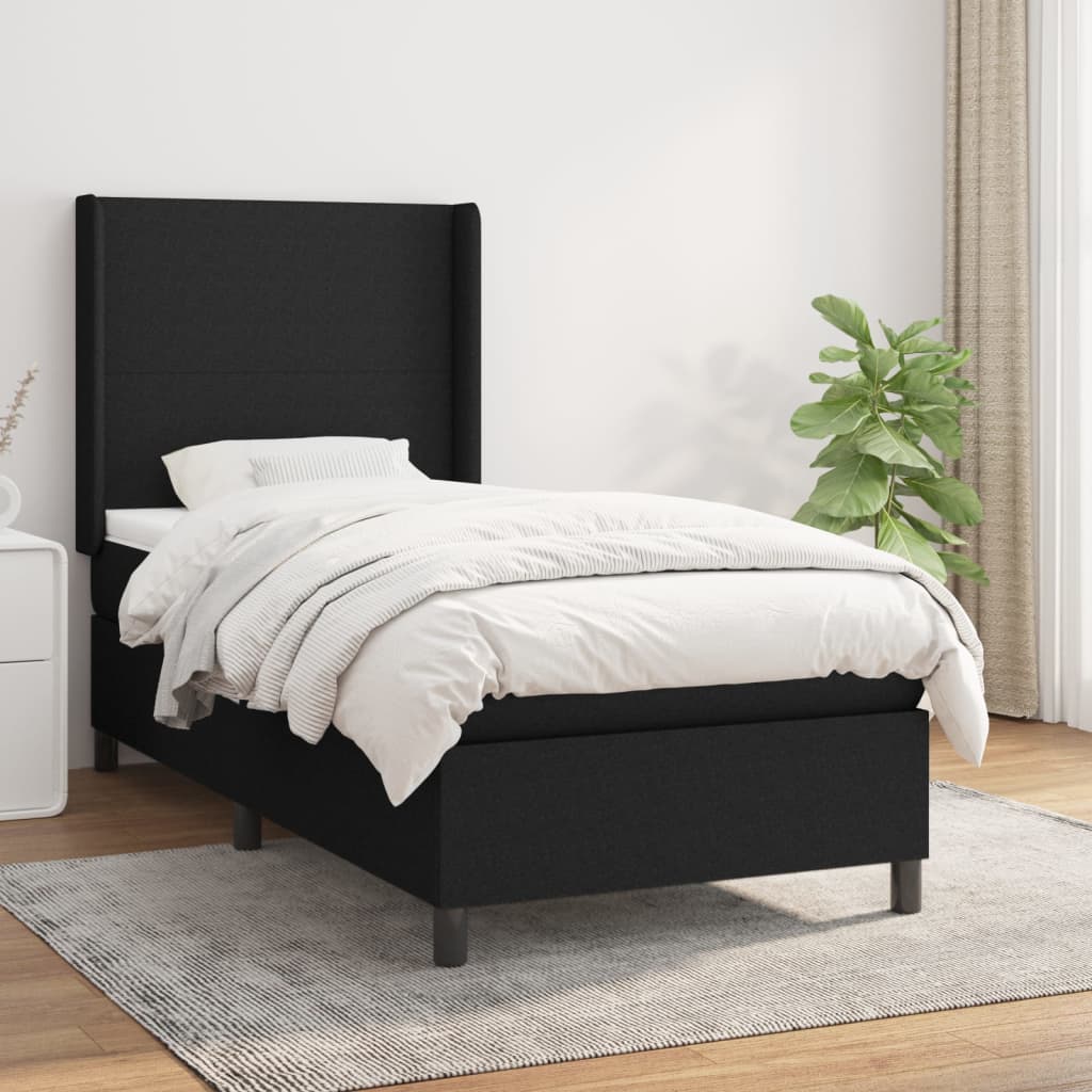 Boxspring met matras stof zwart 100x200 cm is nu te koop bij PeponiXL, paradijselijk wonen!