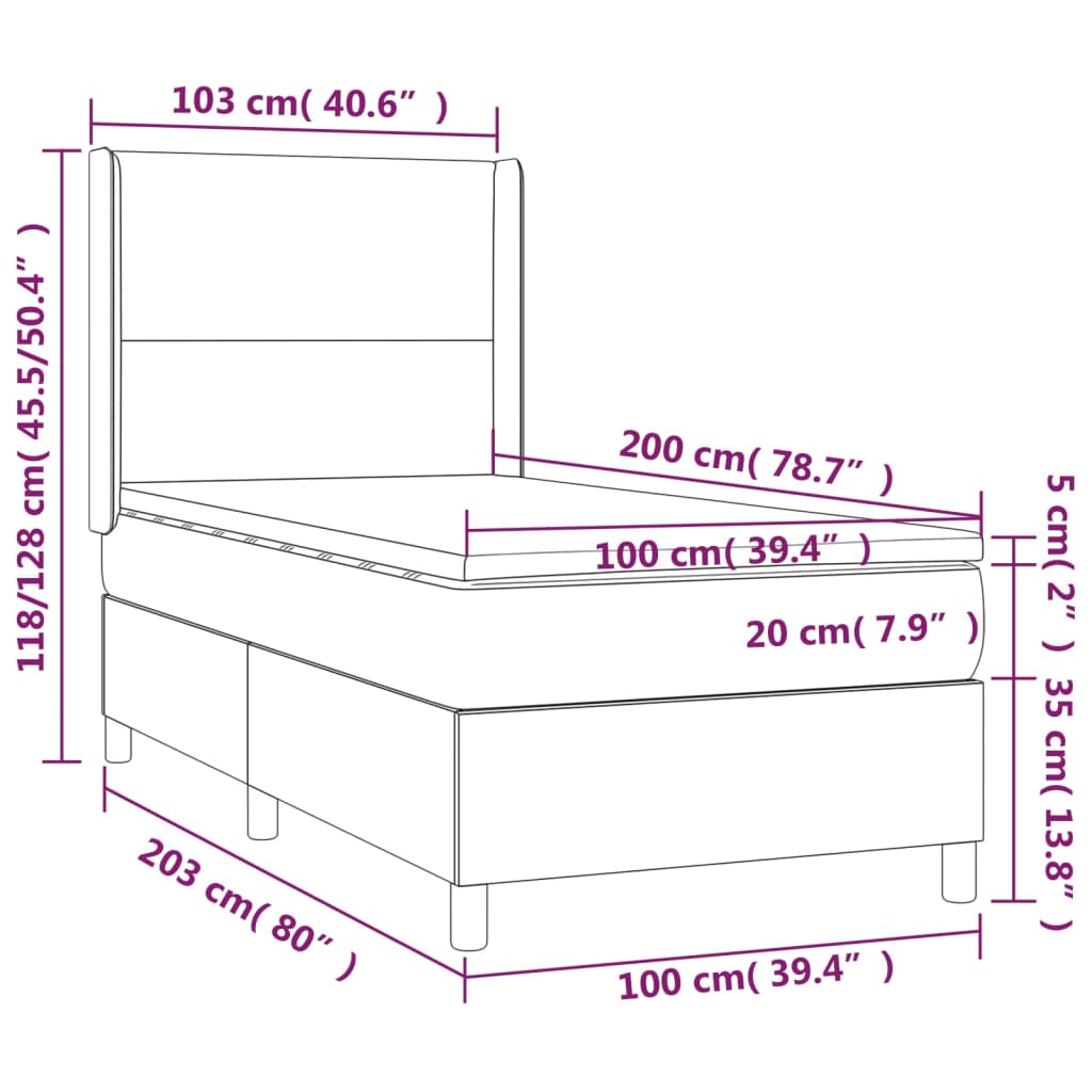 Boxspring met matras stof donkerbruin 100x200 cm is nu te koop bij PeponiXL, paradijselijk wonen!