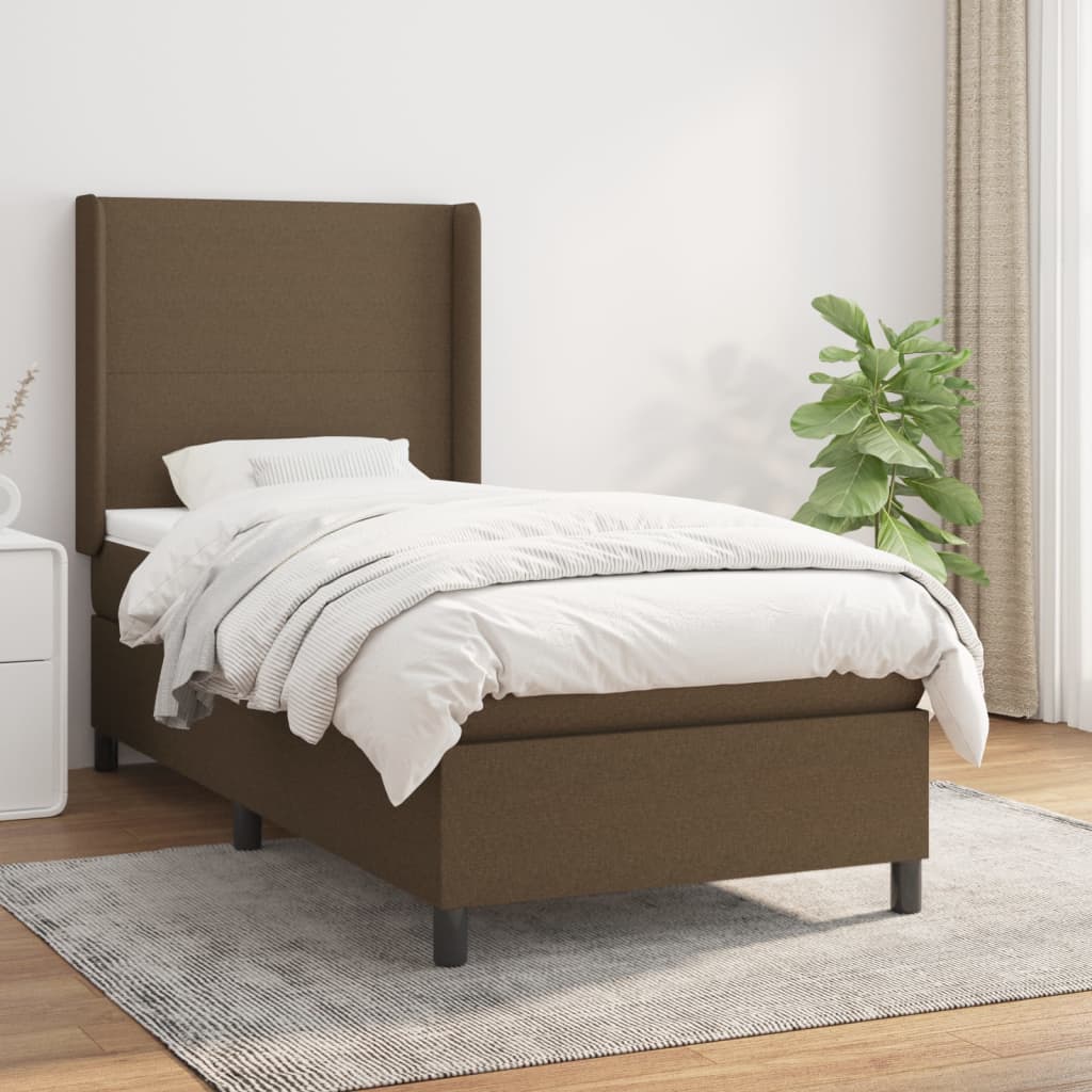 Boxspring met matras stof donkerbruin 100x200 cm is nu te koop bij PeponiXL, paradijselijk wonen!